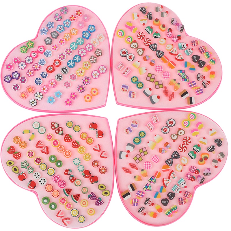 (Full Jy) 36 Pasang / Set Anting Tusuk Desain Kartun Buah Handmade Untuk Anak Perempuan