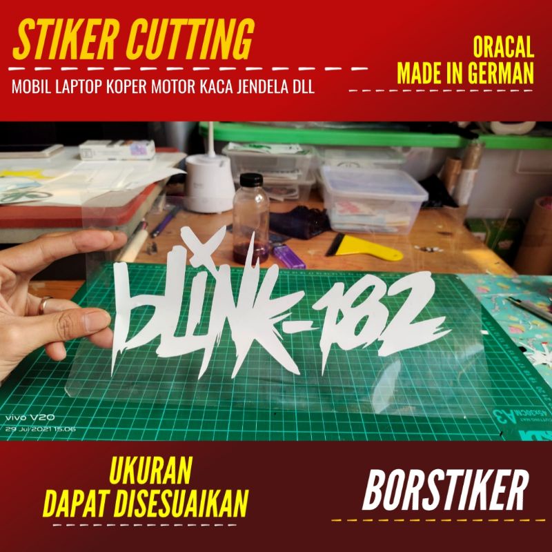 STIKER BLINK 182 UKURAN LAPTOP | STICKER CUSTOM ANIME BAND LOGO DLL