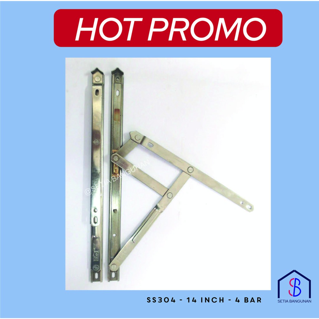 SS 304 Engsel Casement Jendela Aluminium - 14 INCH 4 BAR