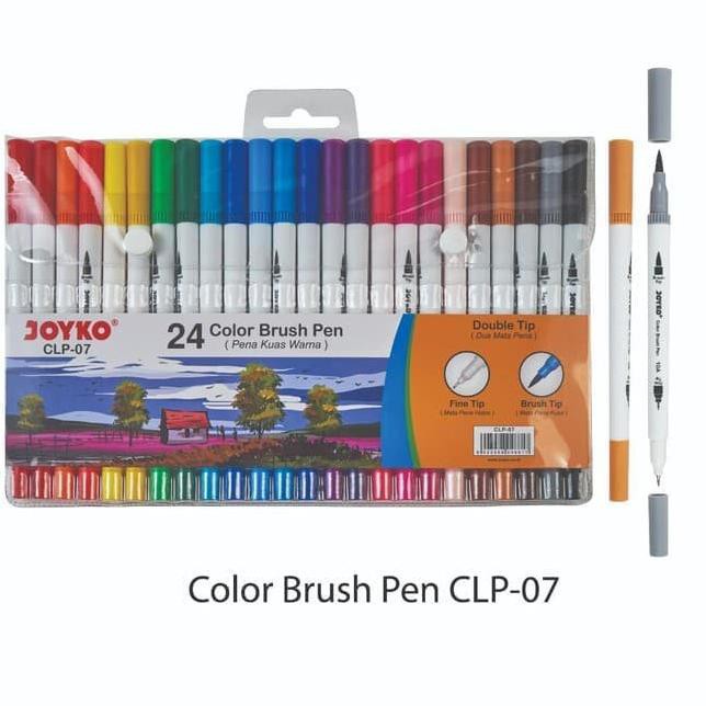 

❈ Terupdate ❈ qj→ 1 PACK Brush Pen Spidol Joyko CLP-07 Dua Mata Pena isi 24 Warna ★★