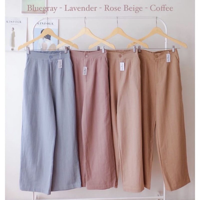 Highwaist Kulot Linen Premium Laura Slim Kulot Highwaist / Kulot Linen SEOUL / CELANA KULOT LINEN KANCING 1 ( SATU ) . BAHAN TEBAL SERAT TIDAK NERAWANG BISA COD ( BAYAR DI RUMAH )//PGM