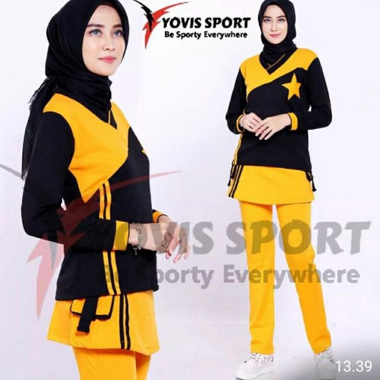 Baju Olahraga Sepeda Wanita Muslimah Setelan Baju Senam Tunik Aerobic Edisi Kemerdekaan Merah Putih 