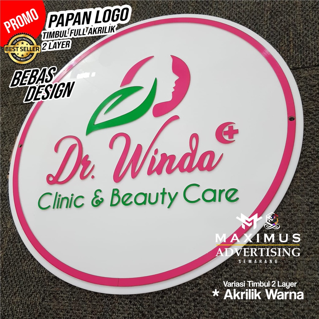 

Papan Nama / Papan Logo Full Akrilik Timbul 2 layer Bebas Custom & Free Design