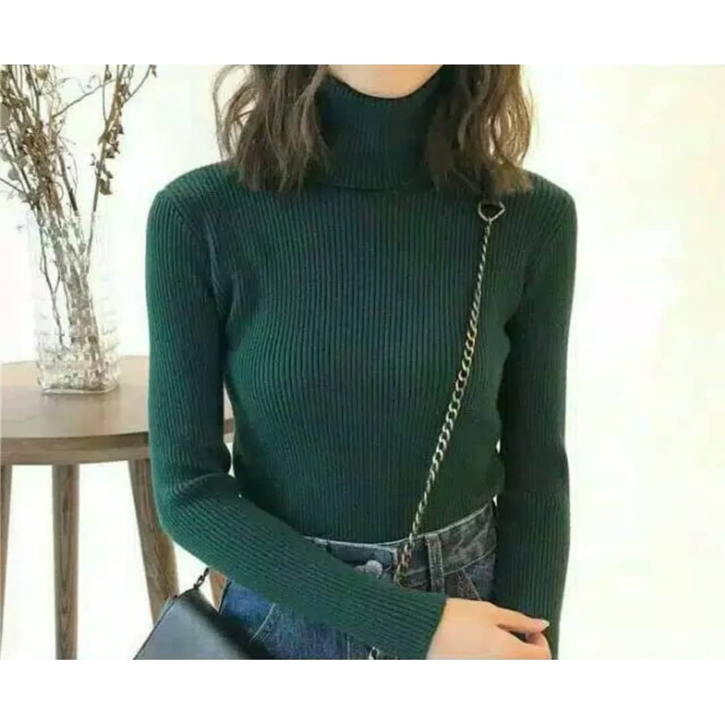 Raisa turtle neck mat rajut fit to L / turtle nex strip rajut tebal premium bisa masuk ukuran s, m, L, XL