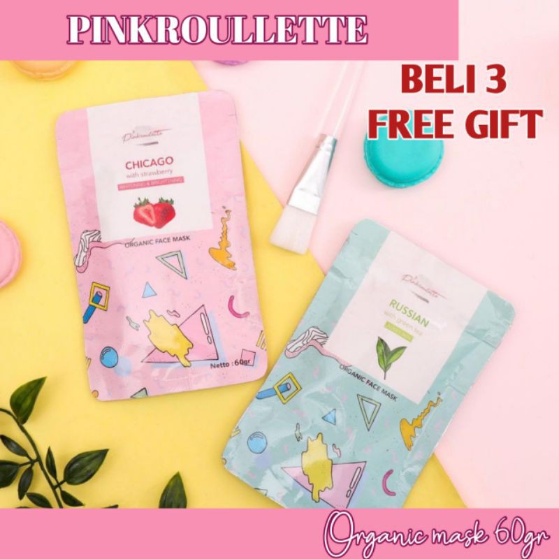 Masker Wajah Alami Pinkroulette Masker Organic 100% Bahan Alami Organik 60gr