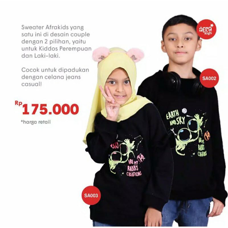 Sweater Afrakids Couple Glow in the dark SA002 dan SA003 &quot;Earth and Sky are my Rabb's Creations&quot;