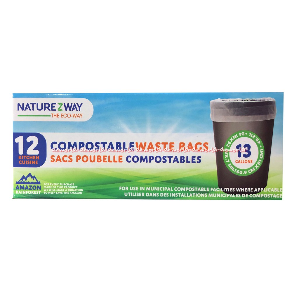 NatureZWay Compostable Lawn Garden Waste Bags 13gallon Plastik Sampah Putih Bin