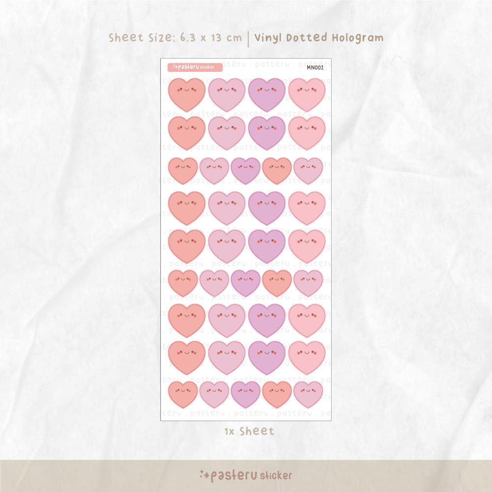 

Tiny Deco Vinyl Hologram Heart Face | Planner Journal Pasteru Sticker