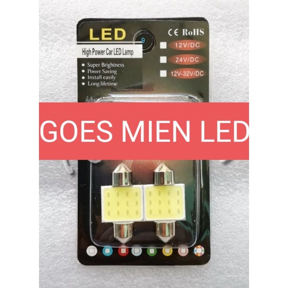 lampu kabin mobil festoon COB 31 mm 12 led putih