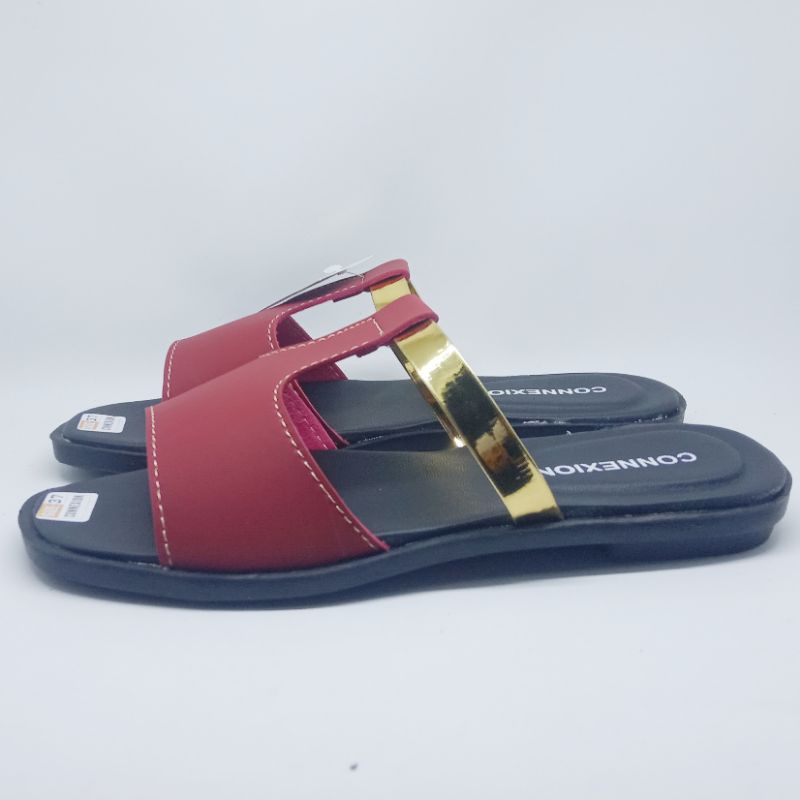 Sandal wanita selop connexion  / sandal kokop slip on terbaru kode SlGold 01