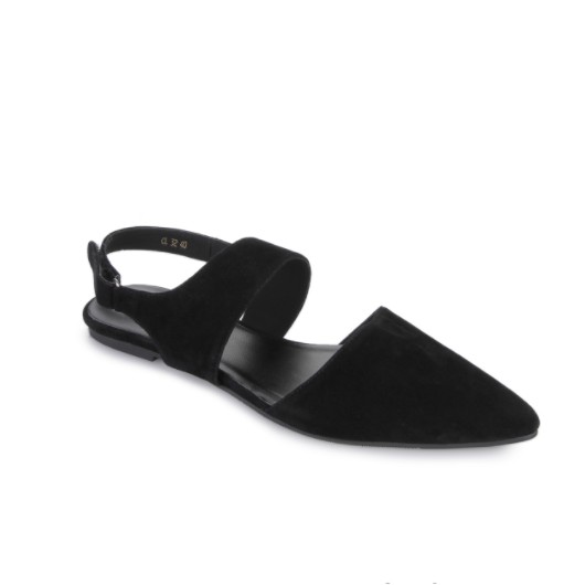 Connexion Sepatu Flat Aksen Pointy Toe - Hitam