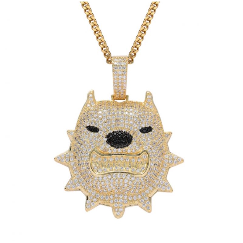 Kalung Liontin Kepala Anjing Gaya Hip Hop Rock Untuk Pria Dan Wanita