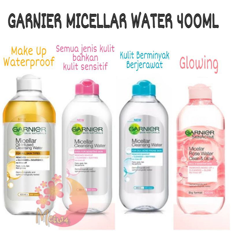Garnier Micellar Water Bi Phase Orange Blue Pink Rose 400ml Pembersih Wajah Makeup Remover Shopee Indonesia