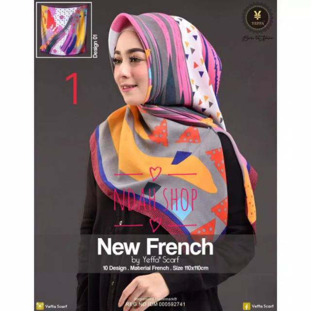 Promo kerudung yeffa scarf - jilbab new zenmato - hijab muslimah - motif baru - new french