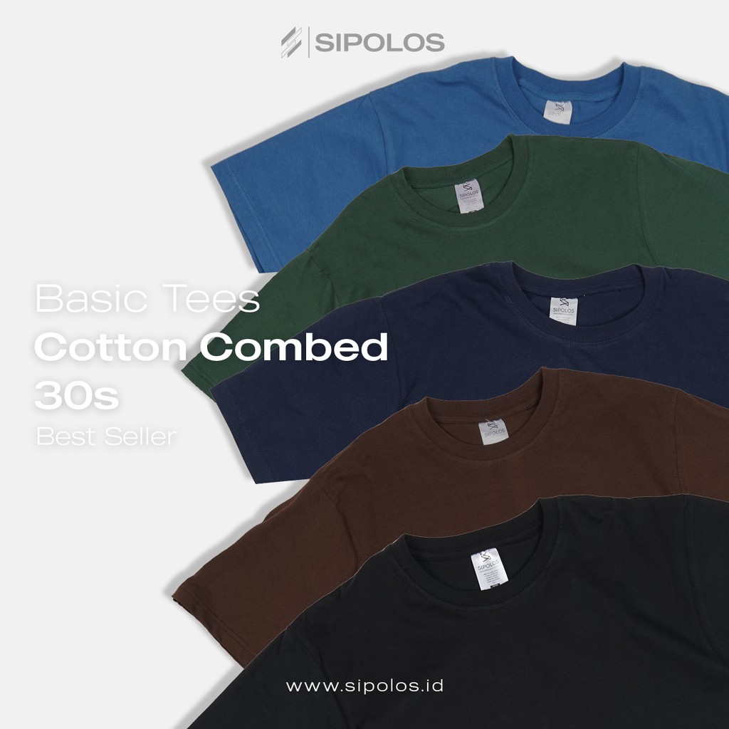  Kaos  Polos Lengan Pendek Cotton Combed 30 S Warna  Gelap  