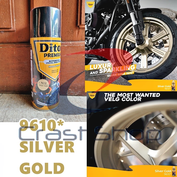 Cat Pilox Semprot DITON PREMIUM Velg Warna Silver Gold 9610* Mesin Bodi Sepeda Motor Mobil