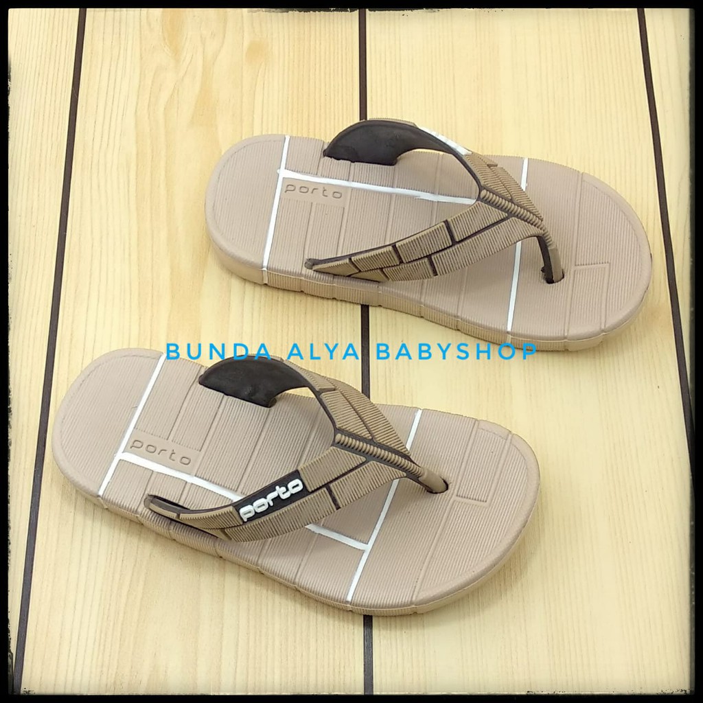 Sendal Anak Laki Jepit Usia 6 7 Tahun Karet KREM - Sandal Jepit Anak Cowok Anti Slip PORTO Alas Karet Size 31