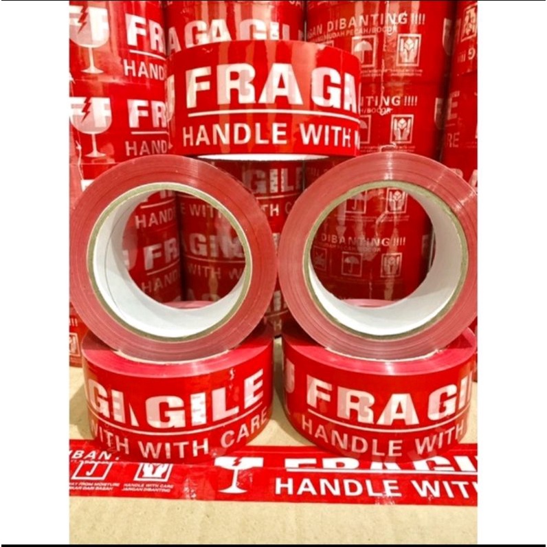 Lakban Fragile Jangan Dibanting Security Seal 4 in 1 48mm x 100 yard / meter