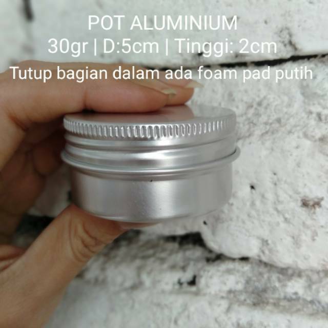 Pot Aluminium 30 gr kaleng aluminium kemasan kosmetik wadah lipbalm wadah pomade kemasan Aluminium