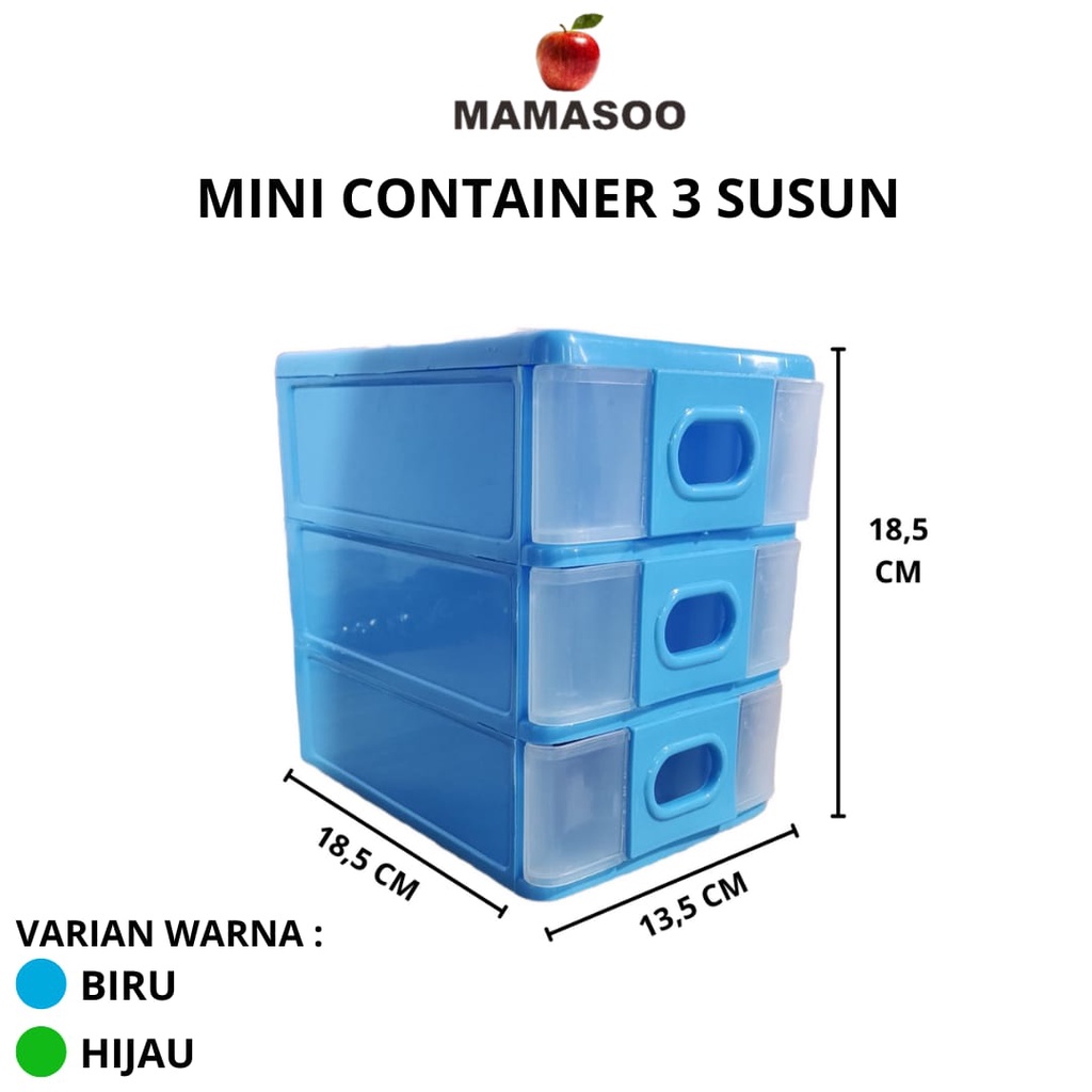 Mamasoo Mini Container Laci Mini 3 Susun Termurah Made In Indonesia 100% Original