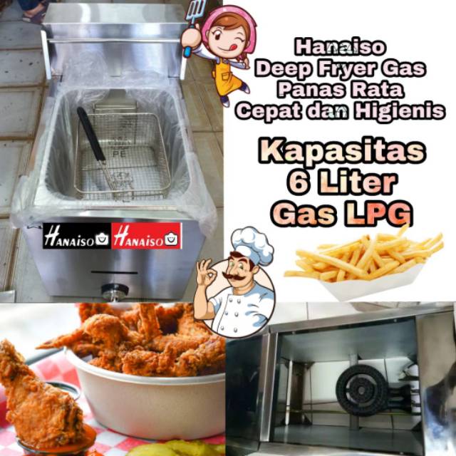 Medan Termurah Gojek Hanaiso Mesin Deepfryer Deep Fryer Alat Penggorengan GAS LPG 6 Liter Getra Wirastar