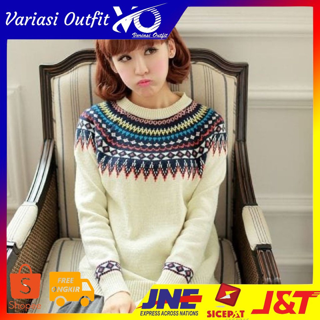 [sweater Lily RO] sweater wanita rajut putih