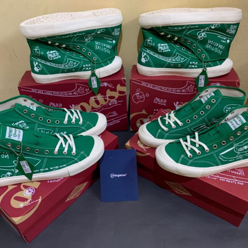 Sepatu Pria Compass series Hi (Green and White) with PMP-3