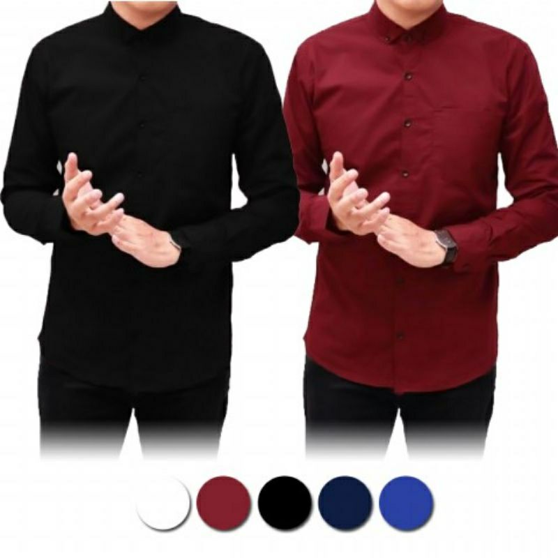 Kemeja Pria Lengan Panjang / HEM Distro Polos | Topmen | Baju Grosir Atasan Kantor Kerja Dewasa