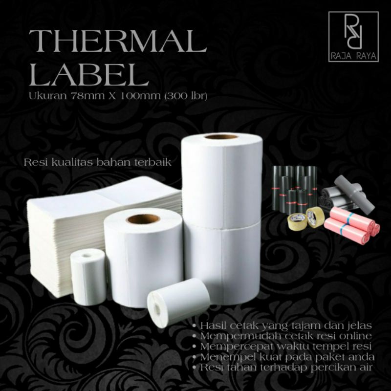 

[⚜️RR⚜️] Thermal Label 78mm X 100mm/ Resi thermal sticker 7.8cm X 10cm (isi 300lbr)