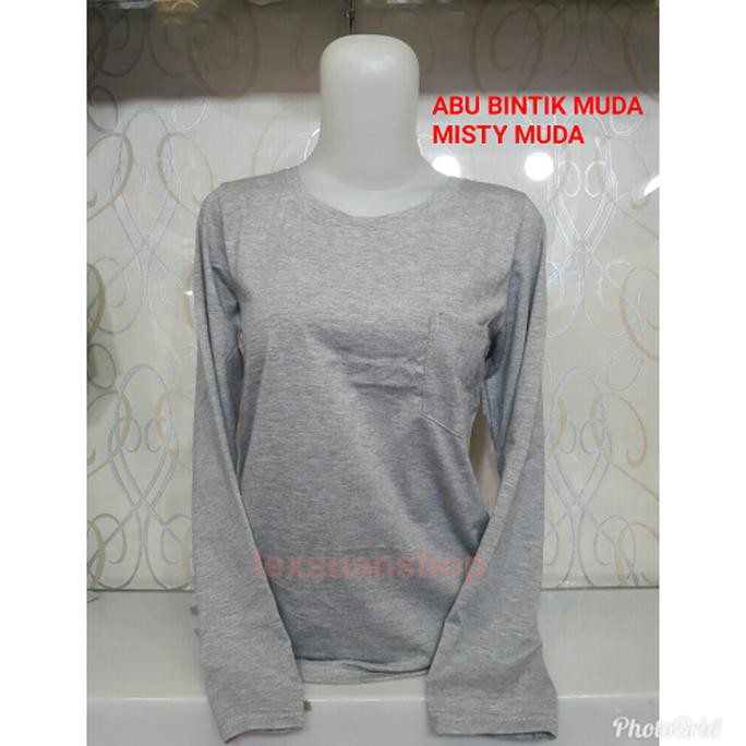 promo kaos cew/atasan cewek/kaos polos cewek lengan panjang / leher o terbaru