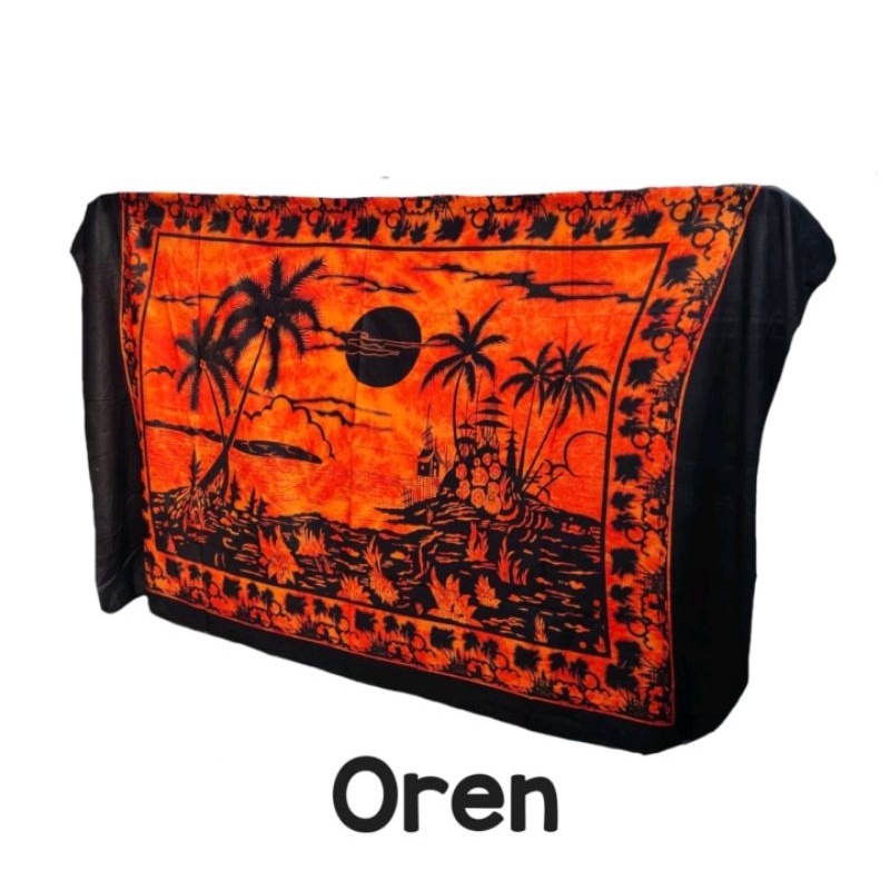 Sarung pantai lukis khas bali | Sarung pantai handmade | Kain pantai lukis | Sarung pantai murah-Pantai oranye