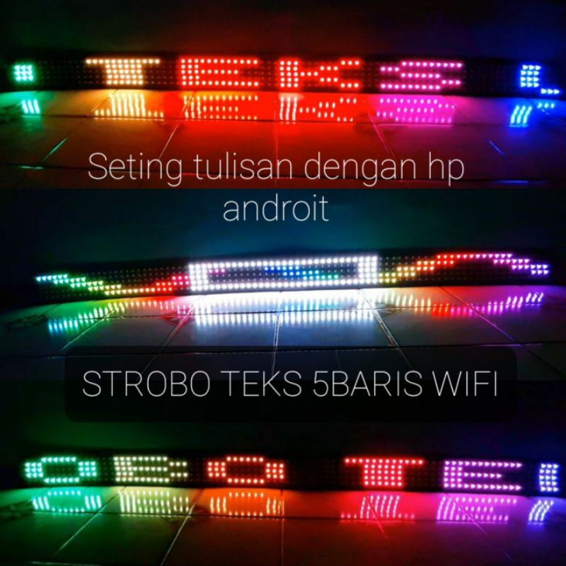 STROBO TEKS 5BARIS WIFI 12v 24v mobil truk bus 120cm 140cm 180cm 200cm