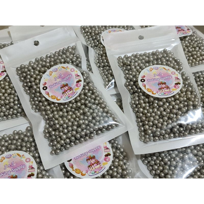 

sprinkle trimit hiasan kue abu silver 4mm