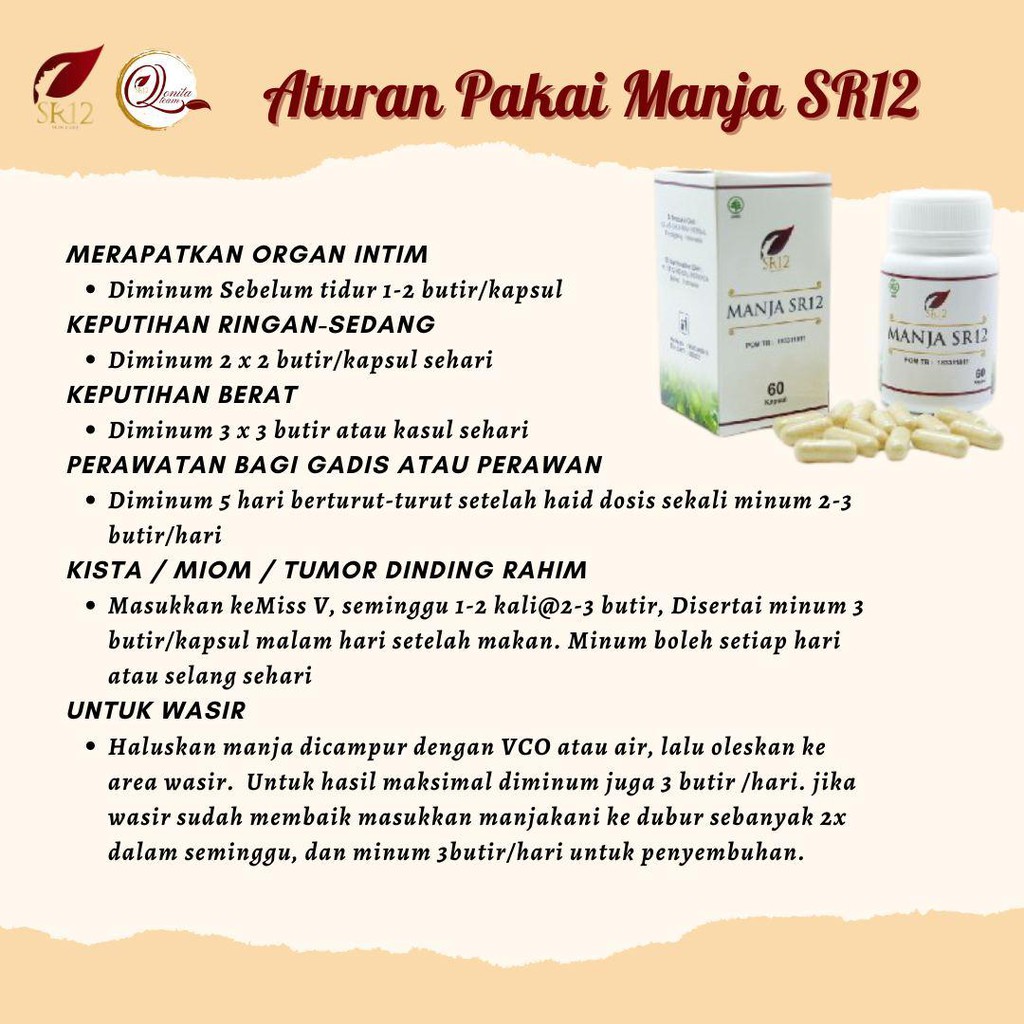 MANJAKANI SR12 / PROMIL / OBAT KEPUTIHAN / HERBAL KEWANITAAN / MANJA SR12 / OBAT KISTA