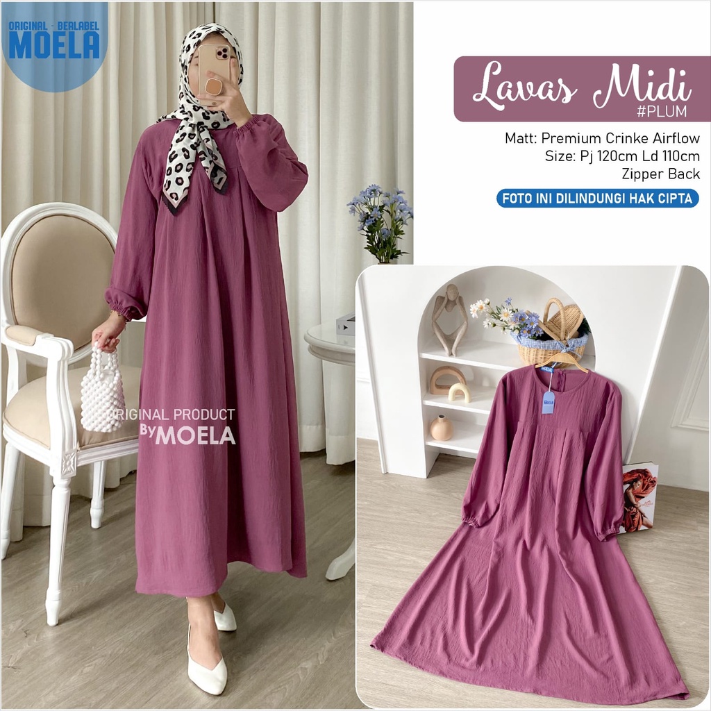 LD 110 LAVAS MIDI ORI MOELA PREMIUM CRINKLE AIRFLOW PJ 120 ZIPPER BACK MIDI POLOS