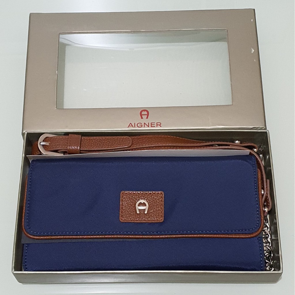 [preloved] Mini Clutch AIGNER Leather Canvas Tas Pesta Selempang