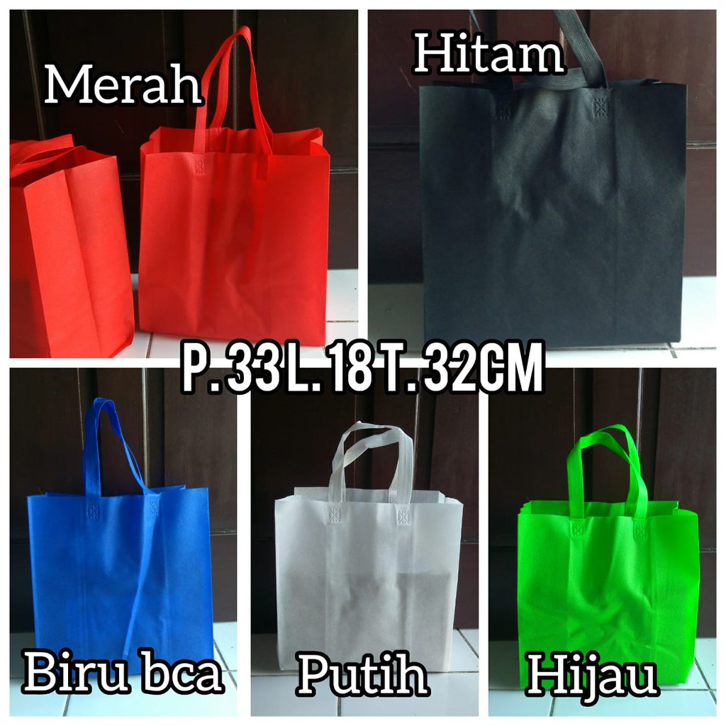 

Tas spunbond besar utk belanja / sembako / mika kue brownies press 33x18x32 cm tebal 70 gsm