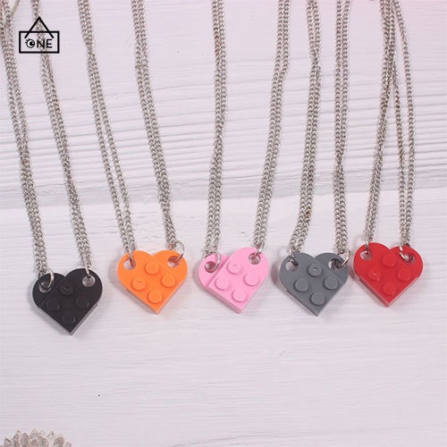 COD❤【Ready stock】1pc fashion murah Kalung Rantai Liontin Hati Lego Lucu Untuk Pasangan / Pria / Wanita kecenderungan A