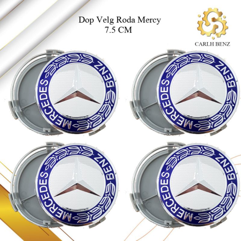 DOP VELG RODA BINTANG PADI EMBLEM MERCEDES BENZ 75MM BIRU / DOP RODA BINTANG MERCY / TUTUP RODA ORI