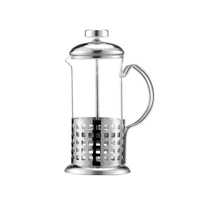 French Press Coffee Maker Pot Grid Pattern 350ml - Silver