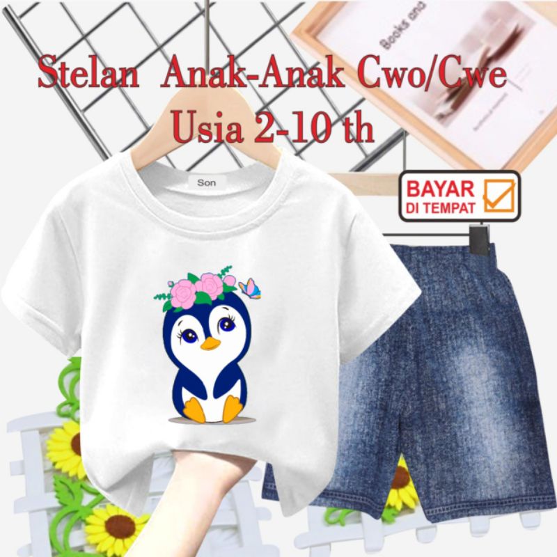 STELAN ANAK PEREMPUAN/CELANA SEMI JEANS USIA 2 THN-10 THN(PINGUIN)