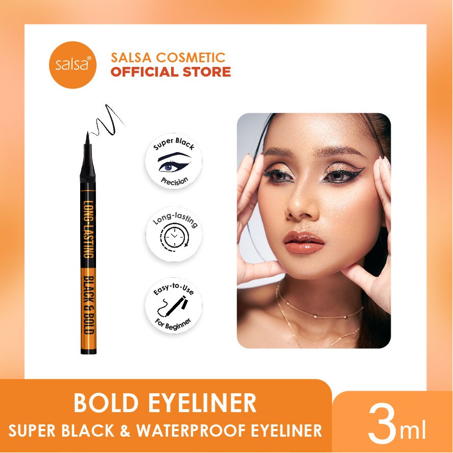 Salsa Bold Eyeliner - Super Black Waterproof Pen Eyeliner ( New )