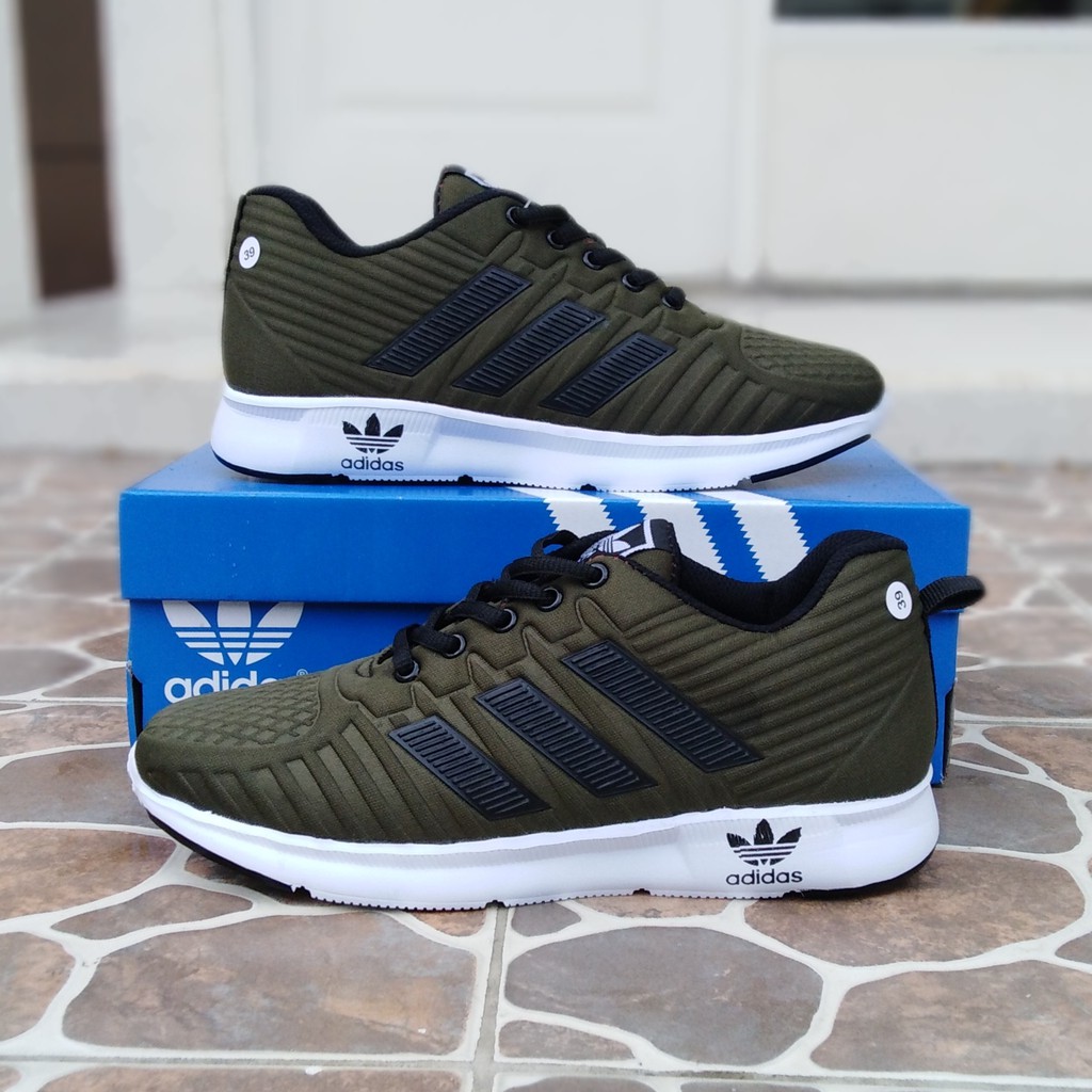 NEW CASUAL SNEAKERS LARI AD COKLAT ARMY HITAM TERBARU / SEPATU PRIA RUNNING BOS MUDA