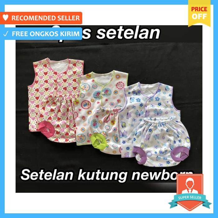 SETELAN BAYI - 3PCS SETELAN KUTUNG NEWBORN LITTLE Q QUEEN (CELANA POP + BAJU KUTUNG)