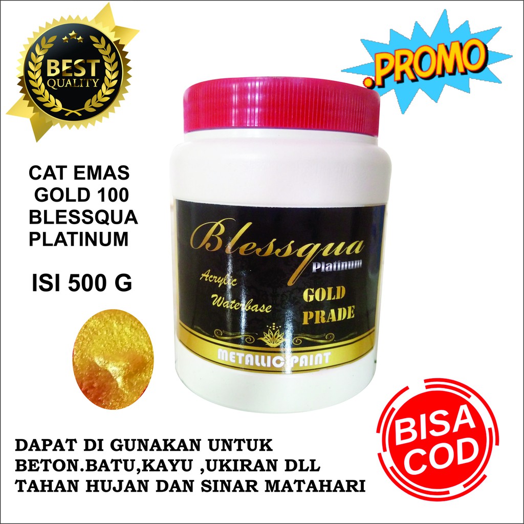 Promo grosir cat emas blessqua isi 500 gram  waterbase platinum cat tembok cat dinding bisa cod