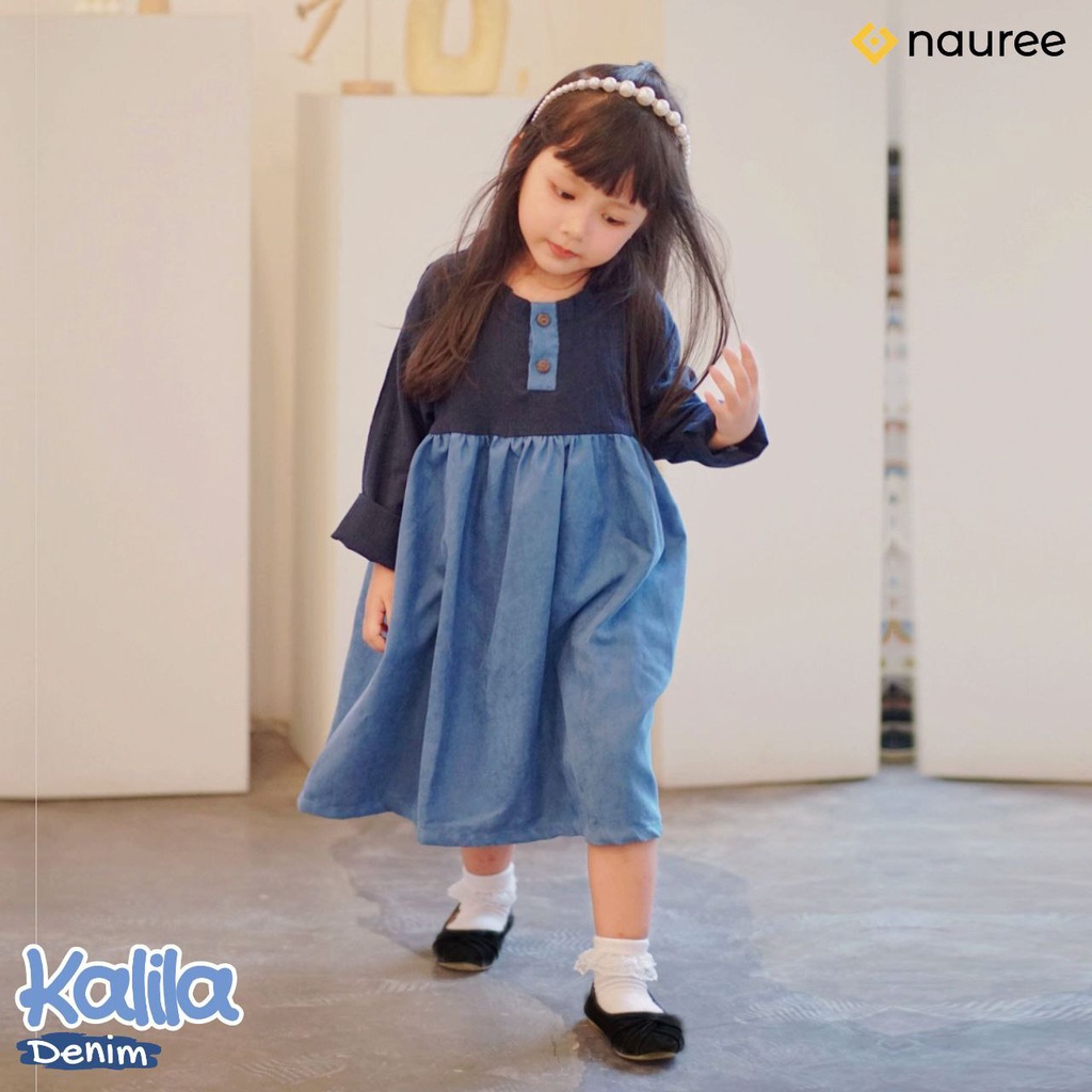 Nauree - Dress Anak Perempuan Kalila Bahan Linen Crinkle dan Baby Coduroy