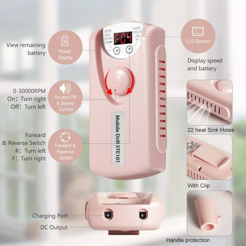 Alat Kikir Kuku Elektrik 101 Mesin Kikir Kuku Elektrik Electric Nail Drill Rechargeable 20w 30000rpm