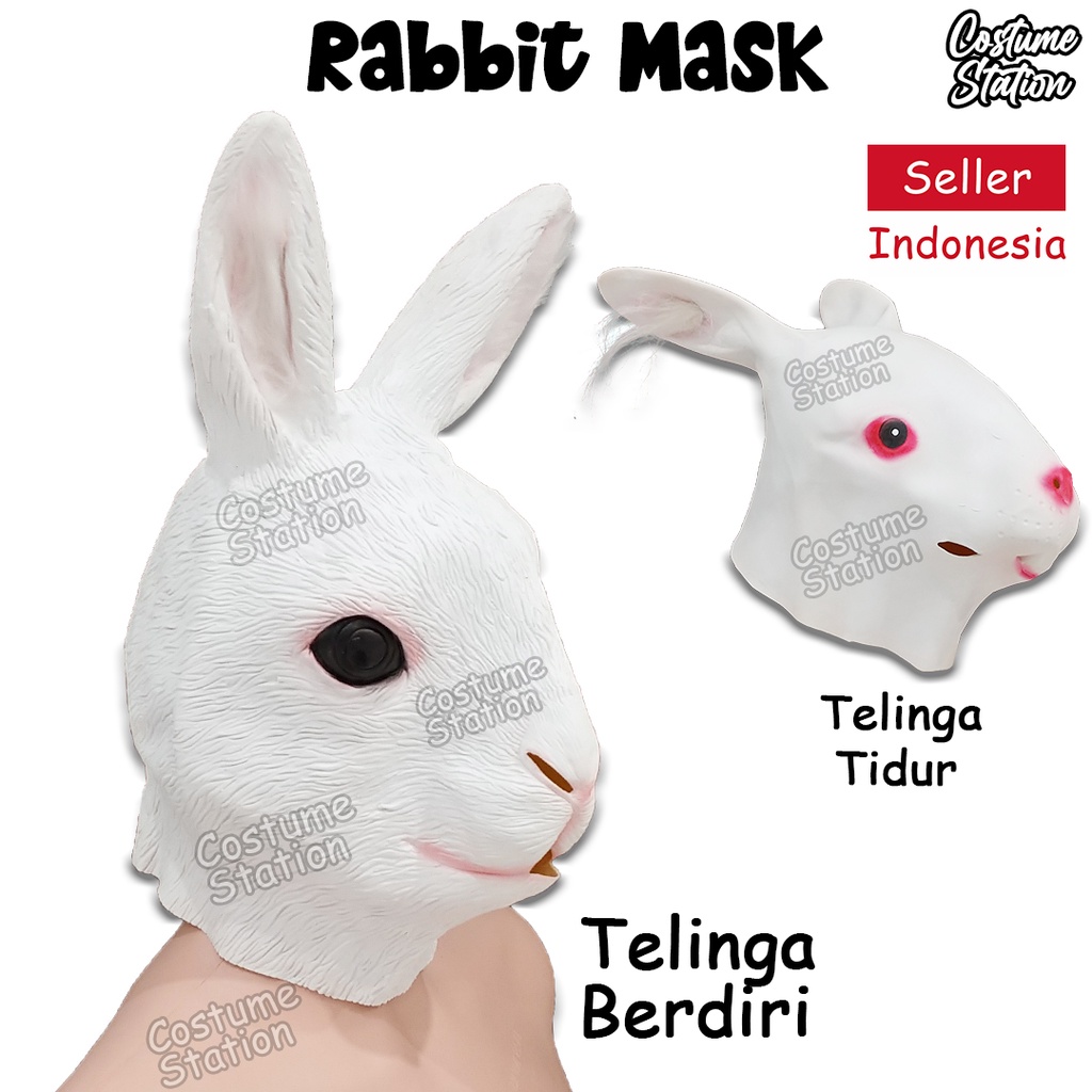 Topeng Kelinci / Rabbit Bunny Mask Latex Hewan Binatang Animal Halloween