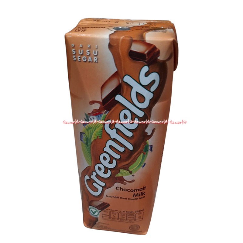 Greenfields 250ml Full Cream Milk Choco Malt Full Cream Milk Susu UHT Coklat Putih Green Fields Field Susu Segar