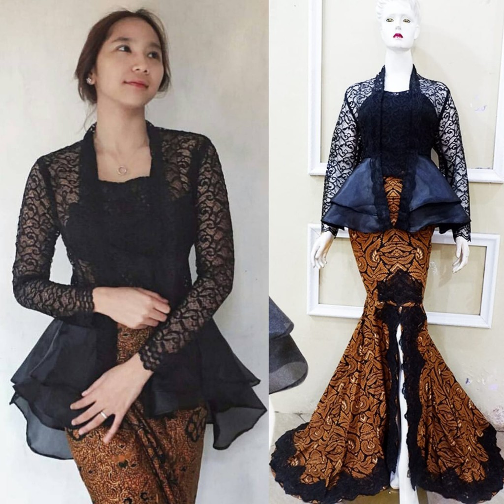 SET KEBAYA  KUTUBARU PEPLUM BROKAT  RUMPUT CANTIK  MODERN 